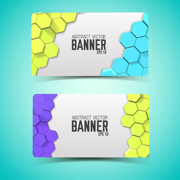 Colorful Hexagons Horizontal Banners - Vector, Image