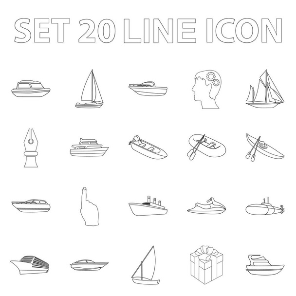 Víz- és tengeri közlekedés vázlat ikonok beállítása gyűjtemény a design. Csónakok és hajók különböző szimbólum állomány honlap illusztráció vektor. - Vektor, kép