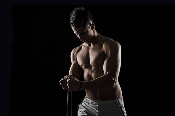 Sport training workout with rope. - Foto, Bild