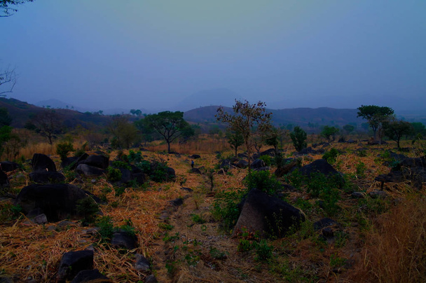dryed korycie rzeki Seksekba, siedlisko Sari ludzi, Kamerun - Zdjęcie, obraz