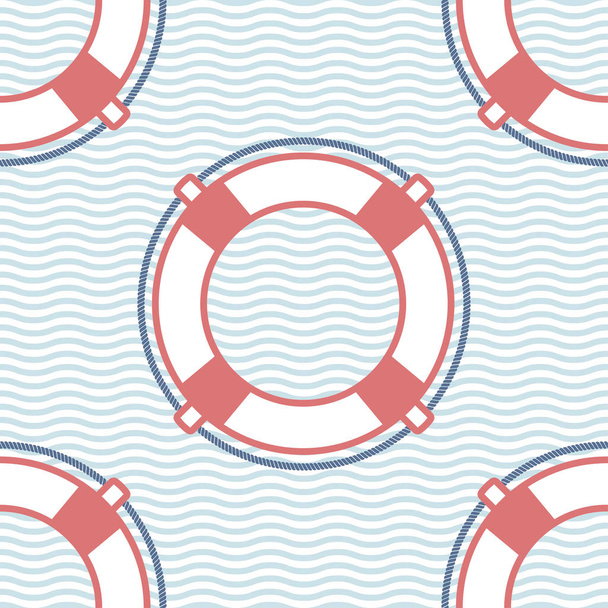 Lifebuoy marine vector seamless pattern - Vektor, Bild