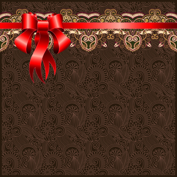 Holiday floral background with red ribbon, EPS10 - Vettoriali, immagini