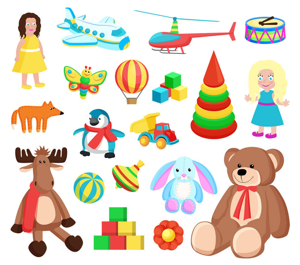 Playthings at Factory Set Vector Illustration - Vector, Image