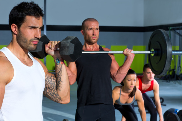 gym group with weight lifting bar crossfit workout - Φωτογραφία, εικόνα