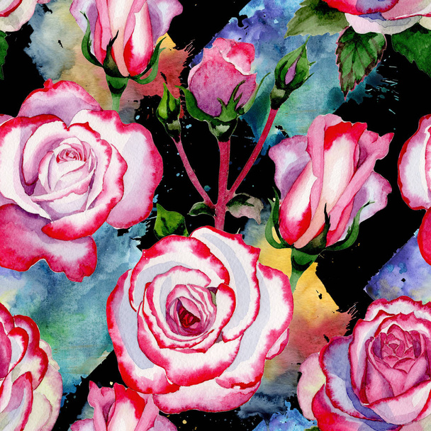 Wildflower híbrido rosa flor padrão em um estilo aquarela
. - Foto, Imagem