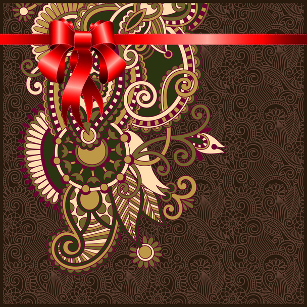Holiday background with red ribbon - Vecteur, image