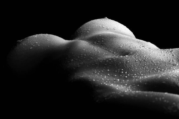 Picture showing sensual nude female body with drops of water and with place for text - Photo, Image