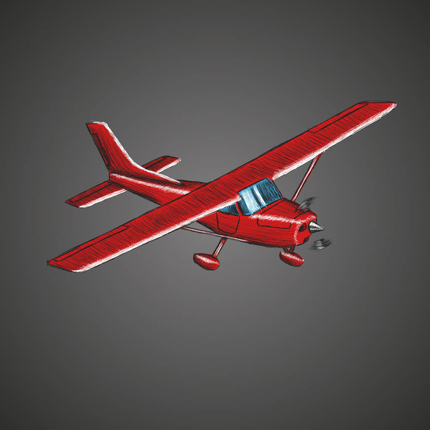 Small plane vector sketch. Hand drawn single engine propelled aircraft. Air tours wehicle. - Vecteur, image