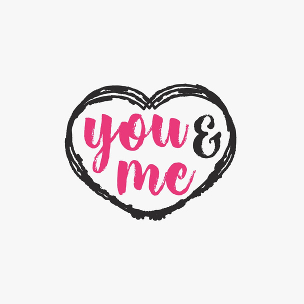 Valentines day emblem with sign you and me heart symbol isolated on white background - Vecteur, image