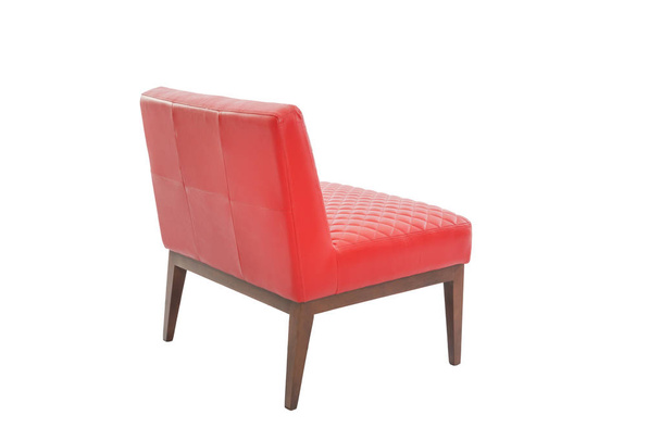 Red leather and wood armchair modern designer - Zdjęcie, obraz