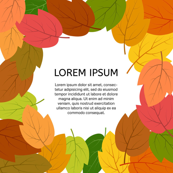 Achtergrond met herfst bladeren met een plek in het centrum voor uw tekst - Vector, afbeelding