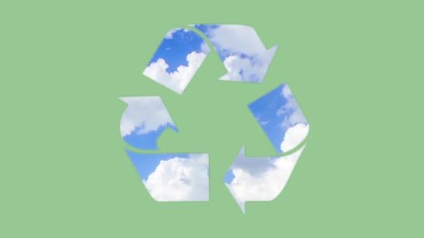 Ανακύκλωση κινούμενα σχέδια σύμβολο που απομονώνονται σε πράσινο φόντο. - Πλάνα, βίντεο