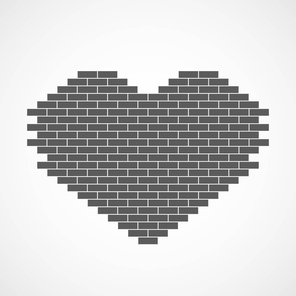 Heart shaped brick wall. Vector illustration. - Vector, imagen