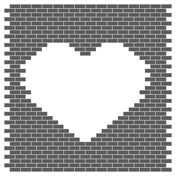 Heart shaped brick wall. Vector illustration. - Vector, afbeelding