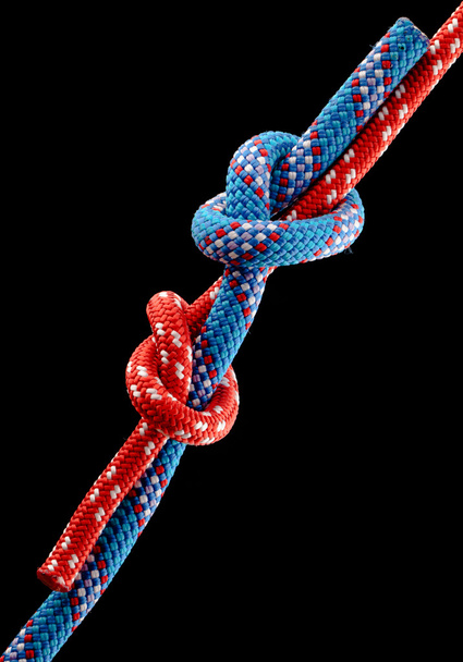 Rope knot isolated on black background - Foto, Imagen