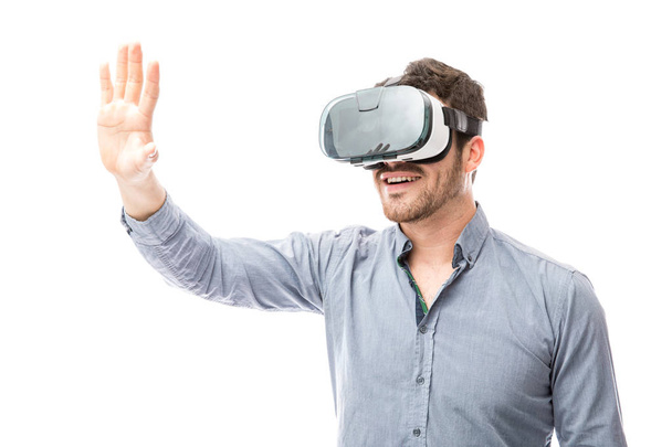 man using virtual reality glasses  - Fotografie, Obrázek