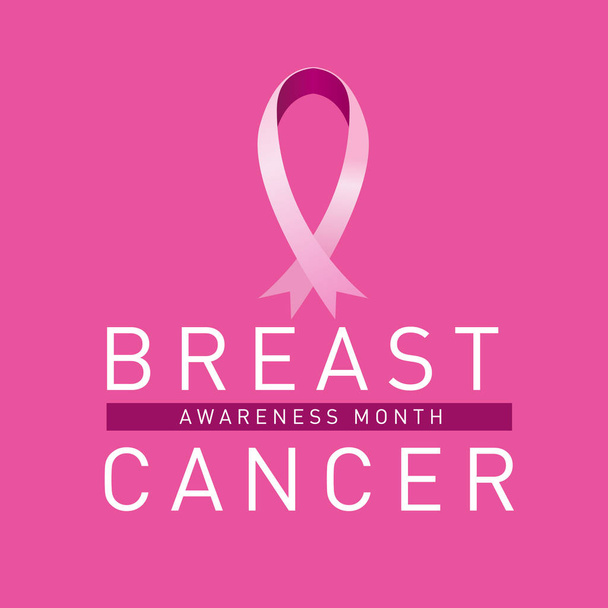 Tarjeta mensual de concientización sobre el cáncer de mama. Cinta rosa vector ilustración plantilla de póster
. - Vector, Imagen