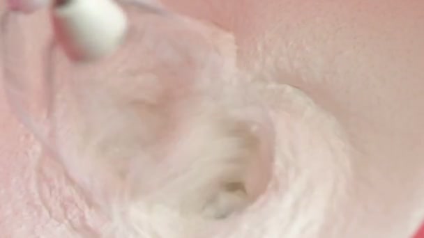 Close-up, Mixing white sweet cream, preparation of a dessert - Video