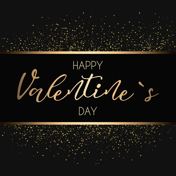 Happy Valentines Day Hand Drawing Golden Lettering design. - Vecteur, image