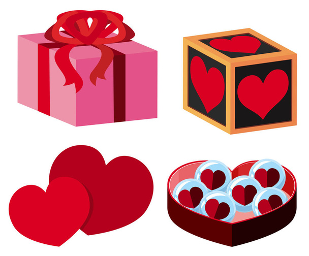 Verschiedene Geschenkboxen für Valentin - Vektor, Bild