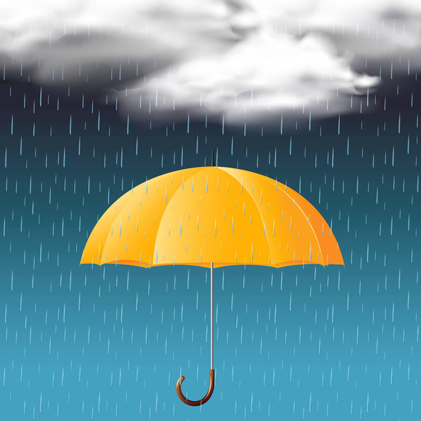 Guarda-chuva amarelo e estação chuvosa
 - Vetor, Imagem