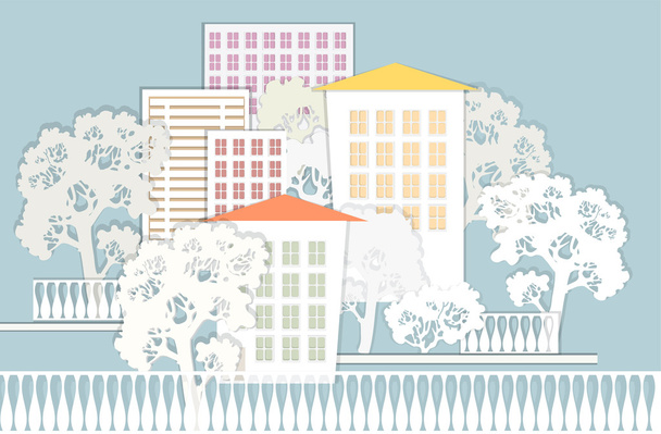 Cute architectural background. Vector illustration. - Vector, Image