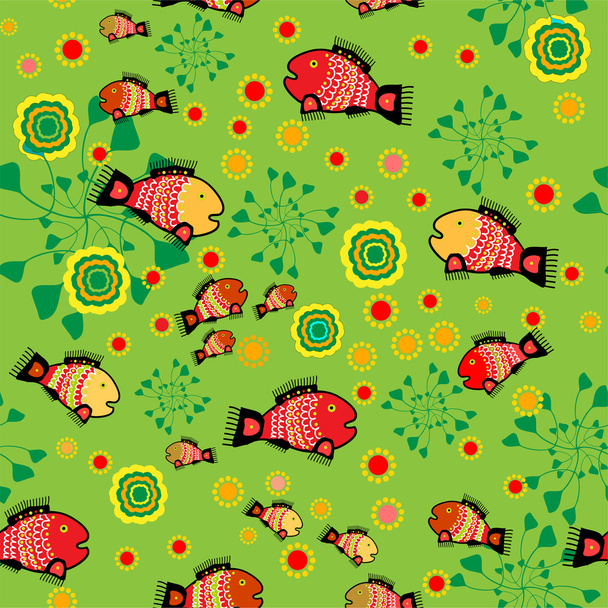 Vector folk background with fishes. - Vettoriali, immagini