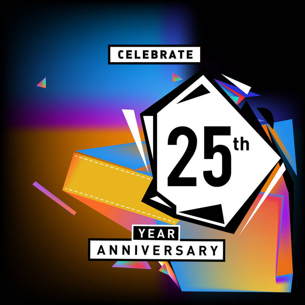 Carte du 25e anniversaire avec fond coloré. logo anniversaire sur fond géométrique coloré
. - Vecteur, image