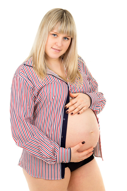 pregnant woman in shirt - Foto, afbeelding