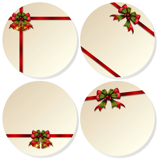 Чотири круглих карти з різдвяними дзвонами
 - Вектор, зображення