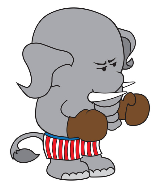 Boksen Cartoon olifant - Vector, afbeelding