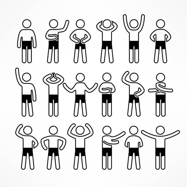 Collection of black white stick figures - Vector, Image