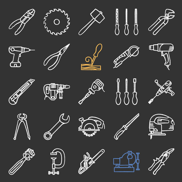 Строительные инструменты мелом
  - Вектор,изображение