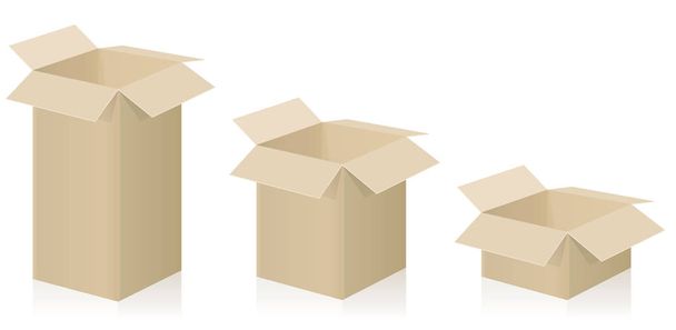 Despatch boîtes trois tailles différentes ouvertes
 - Vecteur, image