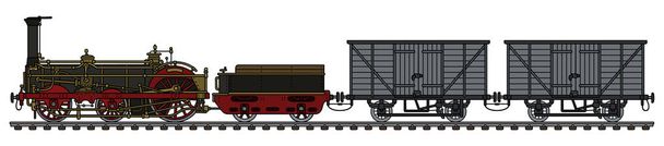Le dessin à la main d'un train de marchandises historique à vapeur
 - Vecteur, image