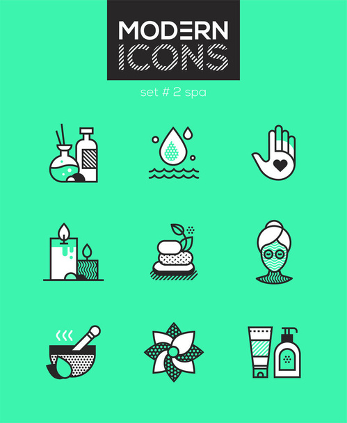 Belleza spa - conjunto de iconos de estilo de diseño de línea
 - Vector, imagen