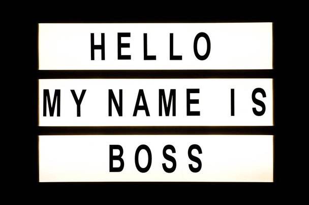 こんにちは私の名前はボス ハンギング ライト ボックスです。 - 写真・画像