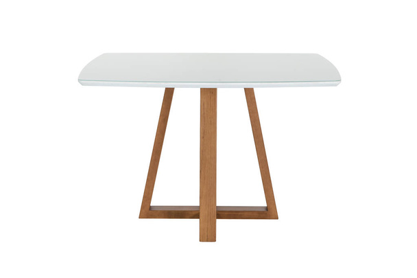 Wooden modern Table on white background. - Photo, Image