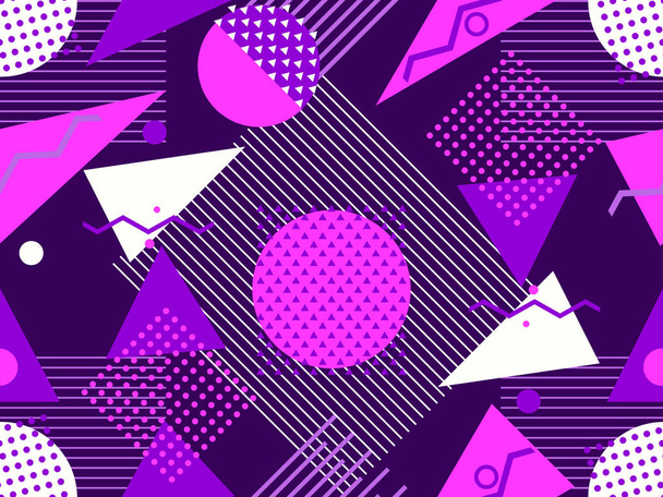 Memphis seamless pattern. Geometric elements memphis in the style of 80's. Bauhaus retro. Vector illustration. - Vector, Image