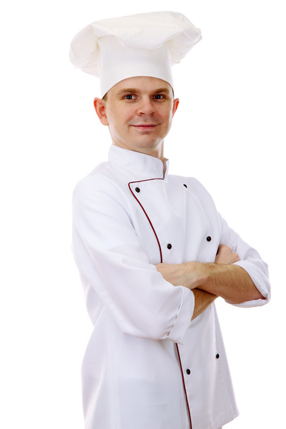 portrait of chef isolated on white - 写真・画像