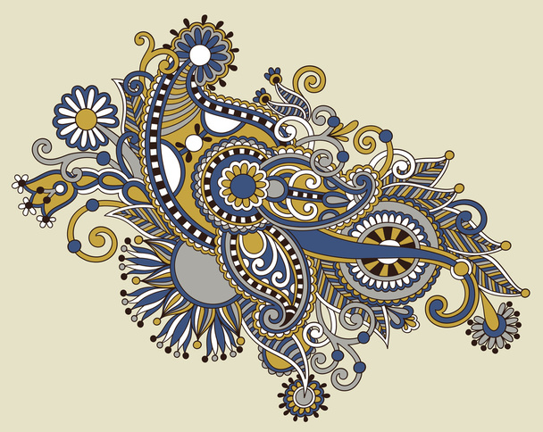 Original hand draw line art ornate flower design. Ukrainian trad - Vecteur, image