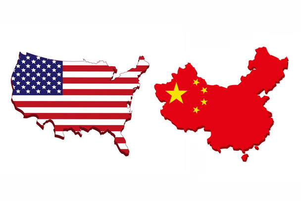 Carte du drapeau de l'Amérique et Chine
. - Photo, image