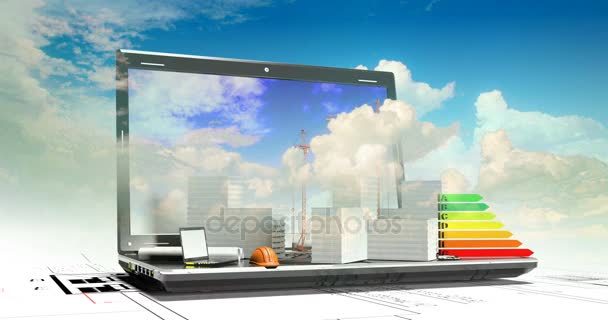 Bauelemente, Bau eines Wohnmikroquartiers im Hintergrund eines Cloud-Zeitraffer, das Konzept der Bauindustrie, Videoschleife - Filmmaterial, Video
