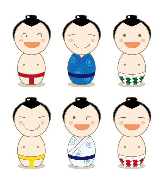 Kokeshi Avatar Set - sumo wrestler - Vector, Image