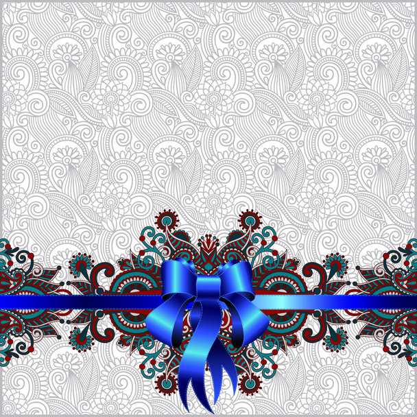 Holiday background with blue ribbon - Vecteur, image