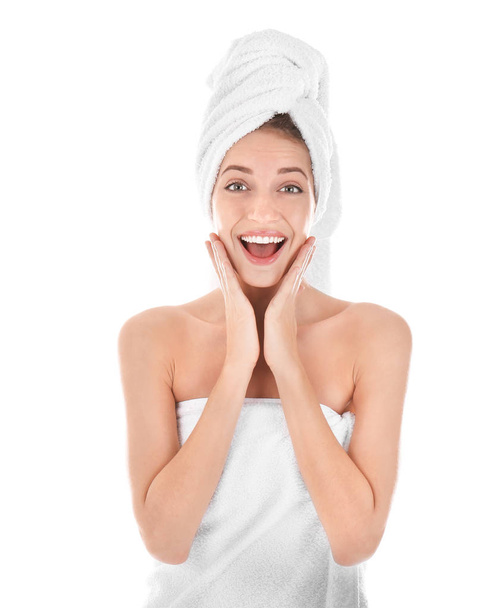 Attractive young woman in towel  - Фото, изображение