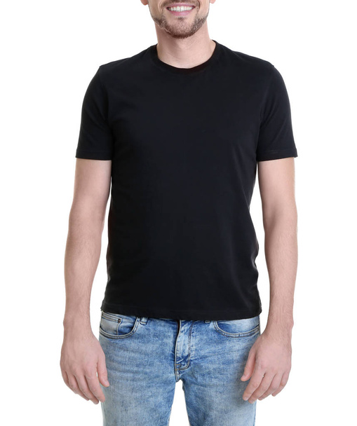 Young man in color t-shirt   - Фото, зображення