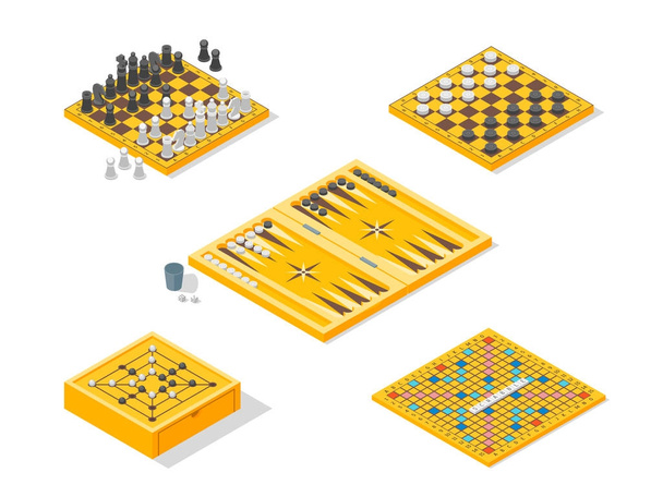 Board Games Icons Set Isometric View. Vector - Vetor, Imagem