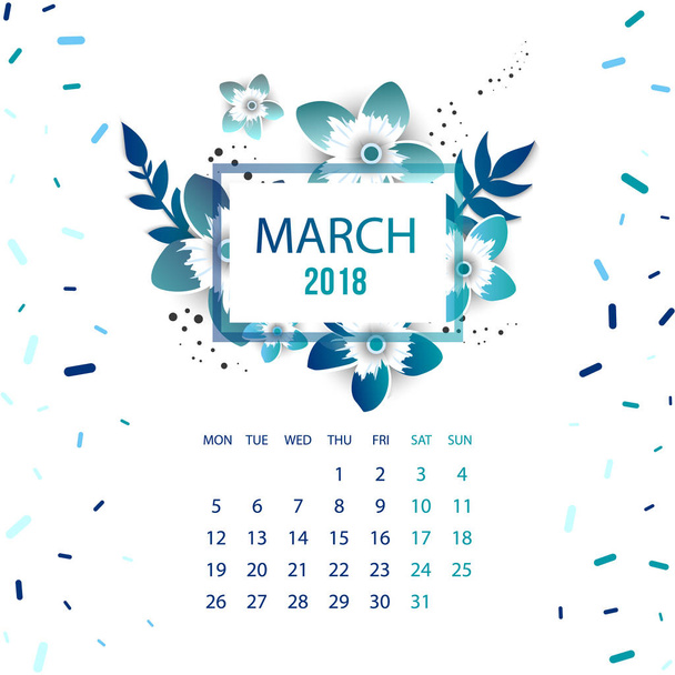 Σχεδιασμού Floral πρότυπο ημερολόγιο 2018.  - Διάνυσμα, εικόνα