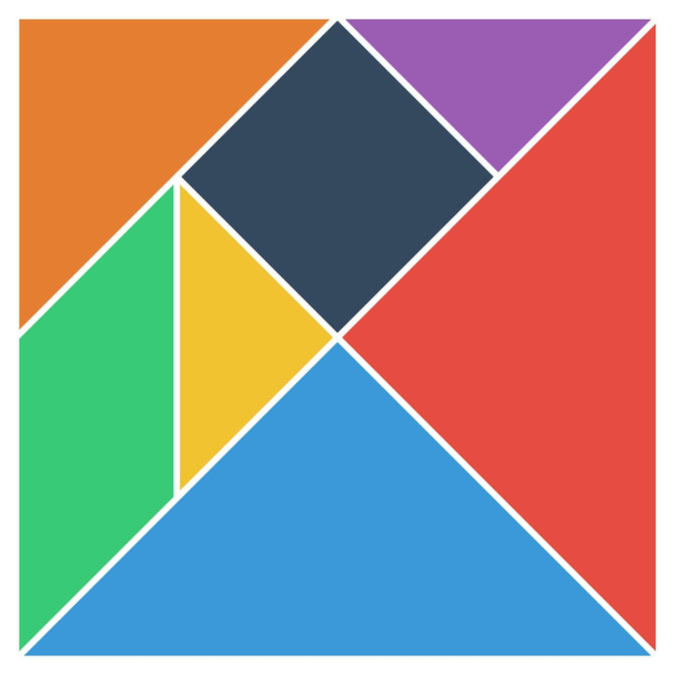 Tangram neliö aivojen peli pohja kappaletta tasainen UI värit vektori kuvitus
 - Vektori, kuva